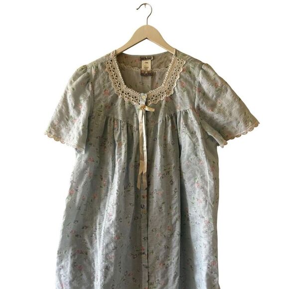 Granny Gown  Lounge Nightgown Flouncy Floral Cottage Core Peasant SZ L 2 pieces - Picture 4 of 15
